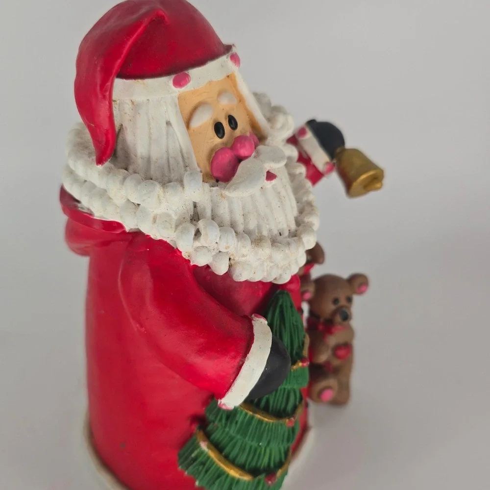 Vintage Santa Figurine Teddy Bears Hearts Christmas Tree Bell Holiday Decor